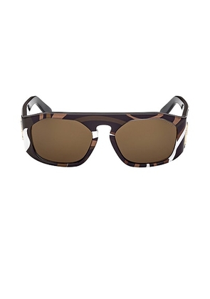 Emilio Pucci Rectangular Sunglasses in Shiny Vintage Havana & Green - Brown,Black. Size all.