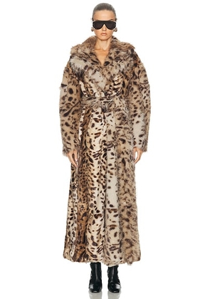 AKNVAS Kassel Faux Fur Long Coat in Fur & Brown - Brown. Size 4 (also in 0).