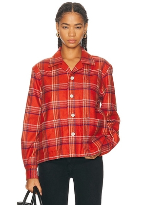 BODE Gable Plaid Overshirt in Red Navy - Red. Size L (also in M, XS).