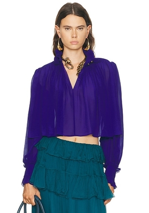 Chloe Silk Long Sleeve Top in Fresh Indigo - Royal Blue. Size 36 (also in 40).