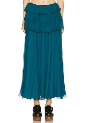 Chloe Tiered Maxi Skirt in Lovely Teal - Teal. Size 36 (also in ).