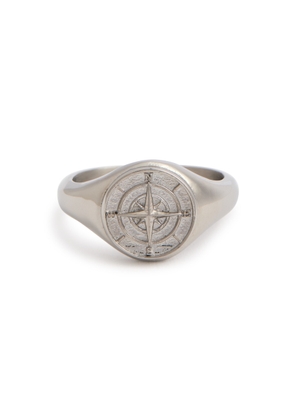 Craftd Compass Rhodium-plated Signet Ring - Silver - S