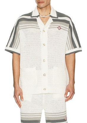 Casablanca Crochet Shirt in White & Grey - White. Size L (also in XXL/2X).