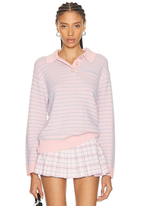 Casablanca Fluffy Stripe Oversized Polo Shirt in Pink - Pink,Blue. Size L (also in M, XS).