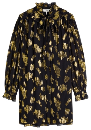 Chloe Metallic Floral-jacquard Silk-blend Mini Dress - Black - 42 (UK14 / L)