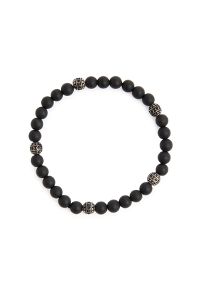 Craftd Matt Onyx Beaded Bracelet - Silver - 22