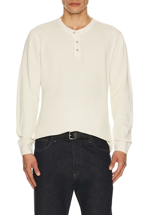 Citizens of Humanity Waffle Three Button Henley in Plaster - Cream. Size M (also in S, XL/1X).