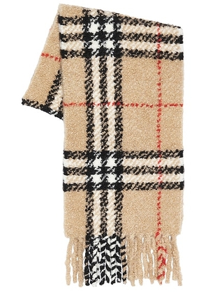 Burberry Giant Check Boucle Scarf in Sand - Brown. Size all.