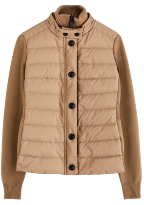 Moncler Logo Quilted Shell and Wool-blend Cardigan - Beige - XS (UK 8 / XS)