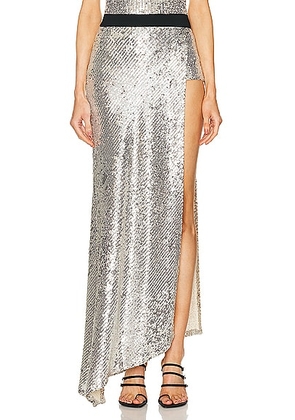 ILA Galina Sequined Bikini Detail Midi Skirt in Silver - Metallic Silver. Size 38 (also in ).
