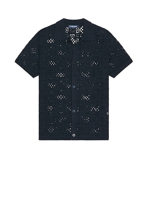 Frescobol Carioca Raul Crochet Cardigan Shirt in Navy - Navy. Size S (also in ).