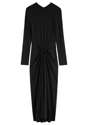 Victoria Beckham Gathered Satin-jersey Midi Dress - Black - 10 (UK10 / S)