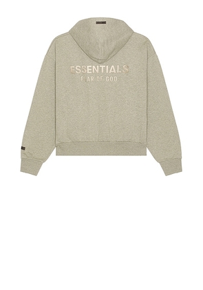 Fear of God ESSENTIALS Classic Fit Fleece Zip-Up Hoodie in Concrete Heather - Grey. Size M (also in ).