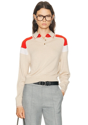 Guest In Residence Alpin Collegiate Polo Top in Sandstone Combo - Tan,Orange. Size M (also in S, XS).