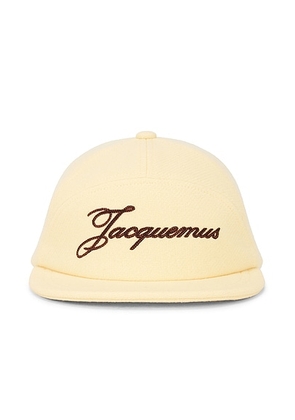 JACQUEMUS La Casquette Lana in Pale Yellow - Yellow. Size 56 (also in 58, 60, 62).