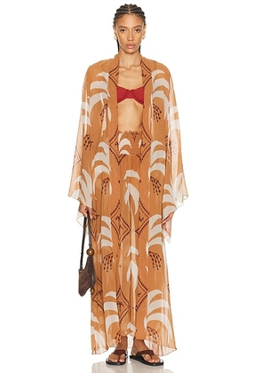 Johanna Ortiz Amazon Kimono in Light Peach & Ecru - Peach. Size L (also in M, XS).