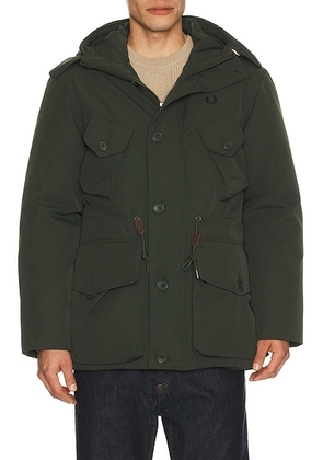 Fred Perry Patch Pocket Puffer Jacket in Court Green - Dark Green. Size L (also in M, S, XL/1X).