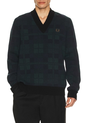 Fred Perry Black Watch Tartan Jumper in Black Watch Tartan - Navy. Size L (also in M, S, XL/1X).