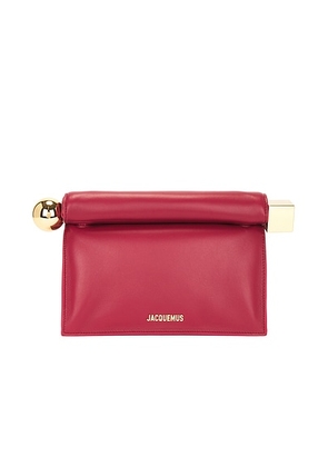 JACQUEMUS La Pochette Rond Carre in Dark Red - Red. Size all.