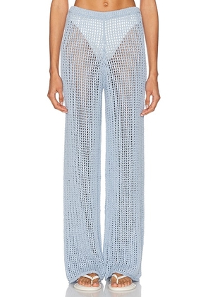 La Porte Mia Windowpane Knit Pant in Cashmere Blue - Baby Blue. Size M (also in ).