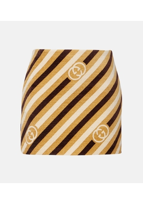 Gucci Interlocking G striped velvet and chenille miniskirt