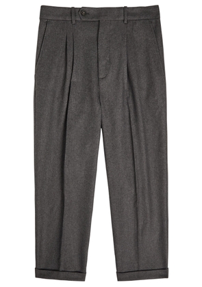 DRÔLE DE Monsieur Le Pantalon à Plis Turn-up Wool-blend Cropped Trousers - Grey - L