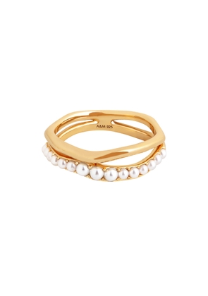 Astrid & Miyu Molten Illusion Pearl 18k Gold Vermeil Ring - One Size
