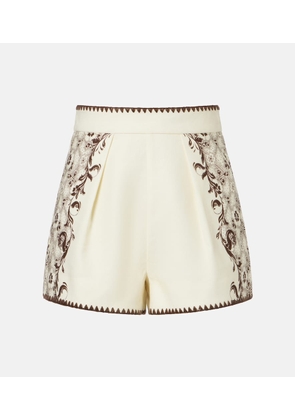 Alemais Printed linen and cotton shorts