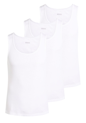 Boss Logo-embroidered Ribbed Cotton Tank - set of Three - White - L