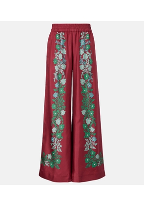 La DoubleJ Floral silk twill palazzo pants