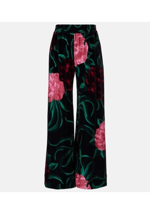 La DoubleJ Floral velvet palazzo pants