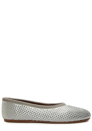 Forte_forte Crystal-embellished Satin Ballet Flats - Silver - S7 (IT40 / UK7)