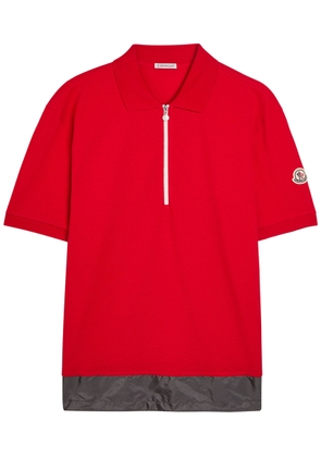 Moncler Logo-appliquéd Piqué Cotton Polo Shirt - Red - S