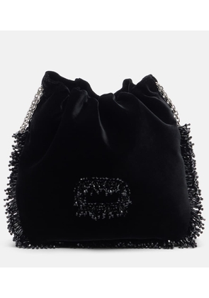 Roger Vivier Pilgrim Mini beaded velvet bucket bag
