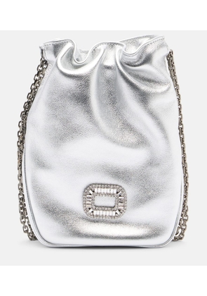 Roger Vivier Pilgrim Nano metallic leather bucket bag