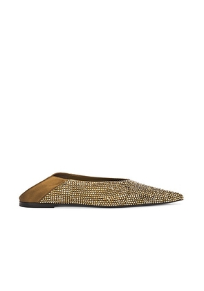 Saint Laurent Carolyn Slipper in Kaki & Starlight Gold - Olive. Size 37.5 (also in 40).
