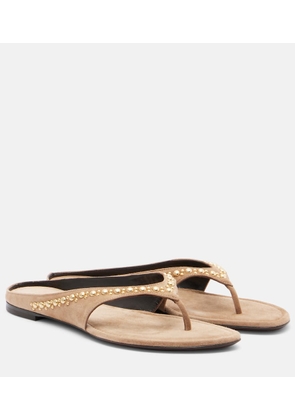 Herbert Levine Sun-kissed embellished suede thong sandals