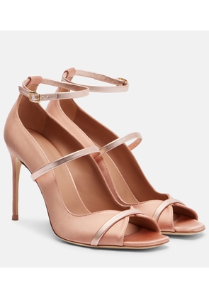Malone Souliers Cynthia 90 leather-trimmed satin sandals