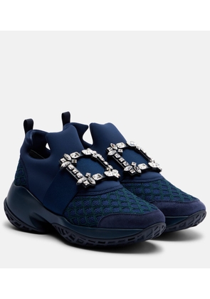 Roger Vivier Viv' Run suede-trimmed slip-on sneakers