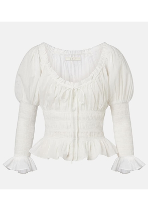 Doen Baptisia shirred cotton voile top