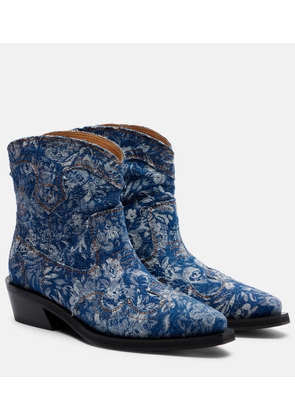 Ganni Low Shaft embroidered jacquard cowboy boots