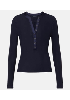 Veronica Beard Drexler ribbed-knit Henley shirt