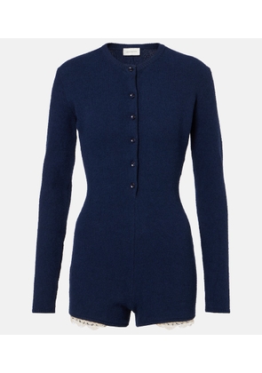 Magda Butrym Lace-trimmed knitted cotton-blend romper