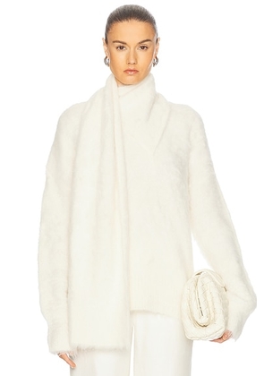 Toteme Draped Scarf Knit Sweater in Ivory - Ivory. Size L (also in ).