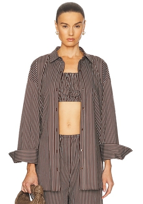 Staud Sandbar Top in Dark Oak Micro Stripe - Brown. Size M (also in ).