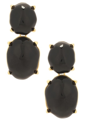 Saint Laurent Double Pendant Earrings in Or Laiton & Milky Vert - Dark Green. Size all.