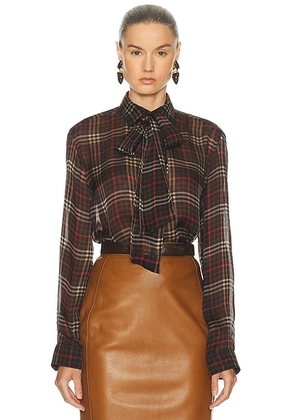 Saint Laurent Long Sleeve Top in Marron Craie Rouge - Black. Size 40 (also in ).