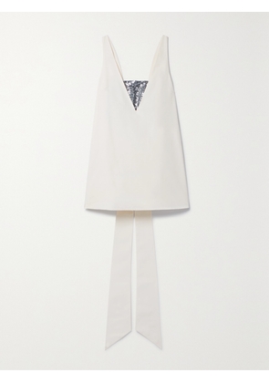 STAUD - Irie Sequined Tulle-trimmed Cotton-blend Faille Mini Dress - Ivory - x small,small,medium,large,x large