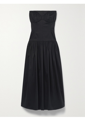 TOVE - Lauryn Gathered Cotton-blend Poplin Midi Dress - Black - FR 34,FR 36,FR 38,FR 40,FR 42