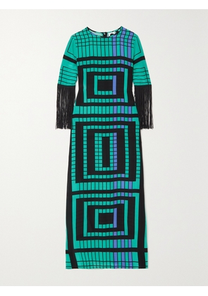 LOUISA PARRIS - + Net Sustain Fringed Printed Silk Crepe De Chine Maxi Dress - Green - small,medium,large